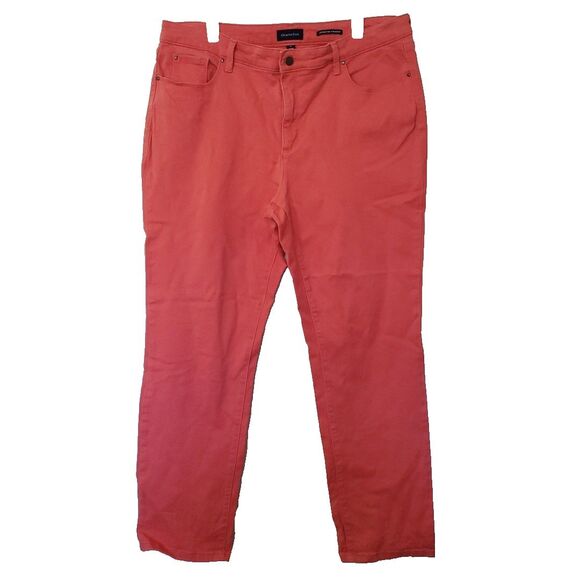 Charter Club Lexington Straight Cotton Spandex Pink Coral Jeans Size 18 - Picture 1 of 16